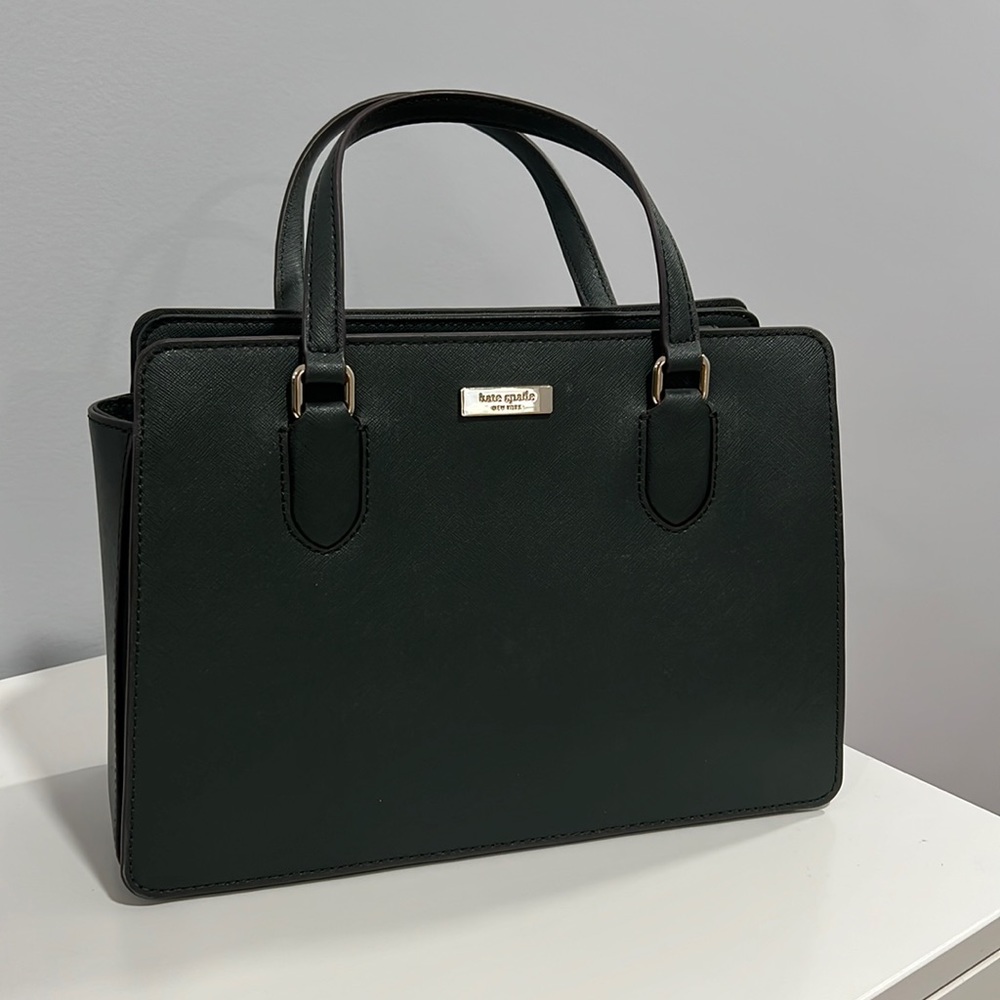 Green kate spade hand bag with full length strap